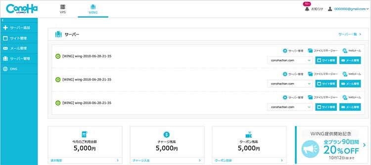 初心者でも管理画面が使いやすいConoHa WING