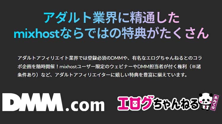 アダルト業界に精通したmixhostアダルトならではの特典多数