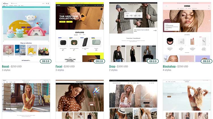 Shopifyのテーマは、110種類以上からプロがデザインしたテーマを選べる